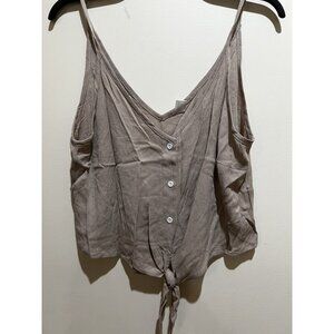Spaghetti Strap Crop Top Size Medium V-neck ~ Light Brown